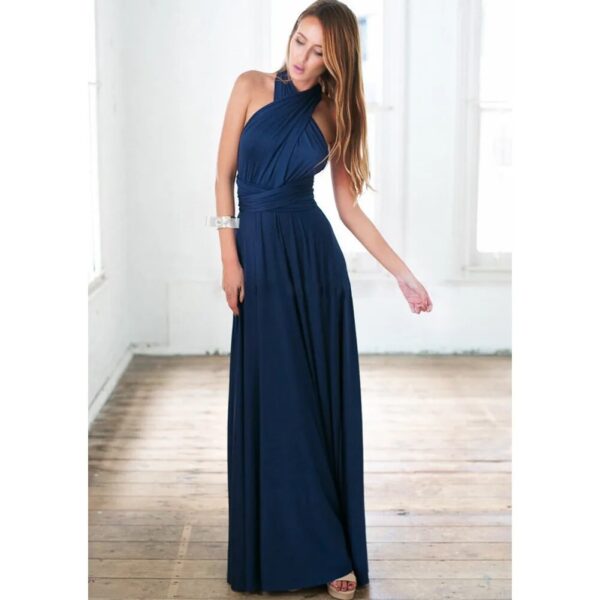 Robe longue multiposition bleue en jersey : Élise – Image 4