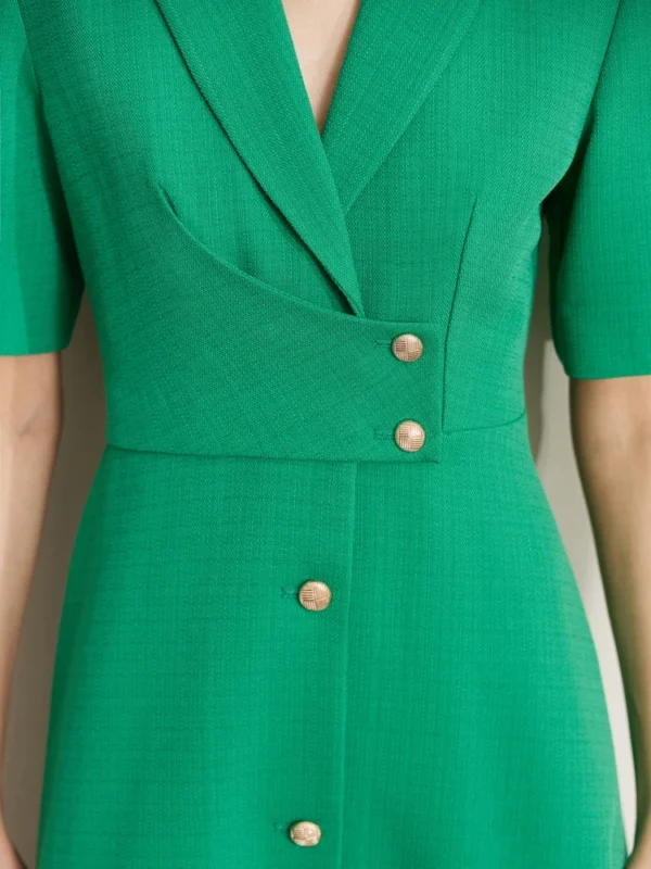 Robe tailleur verte chic avec col structuré : Margaux – Image 4