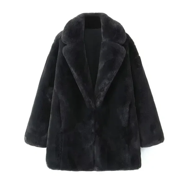 Manteau moumoute femme noir : Élégance – Image 3