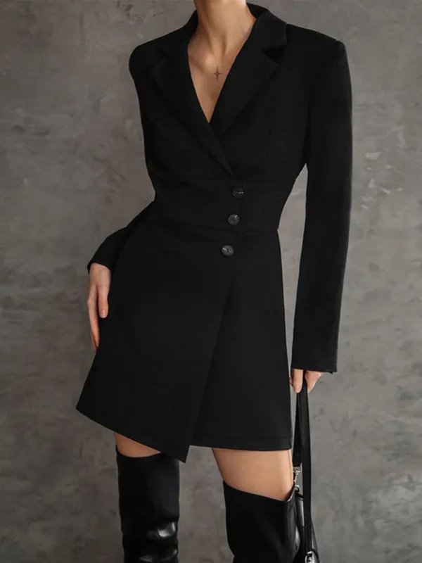 Robe tailleur noir manche longue : Élise – Image 4