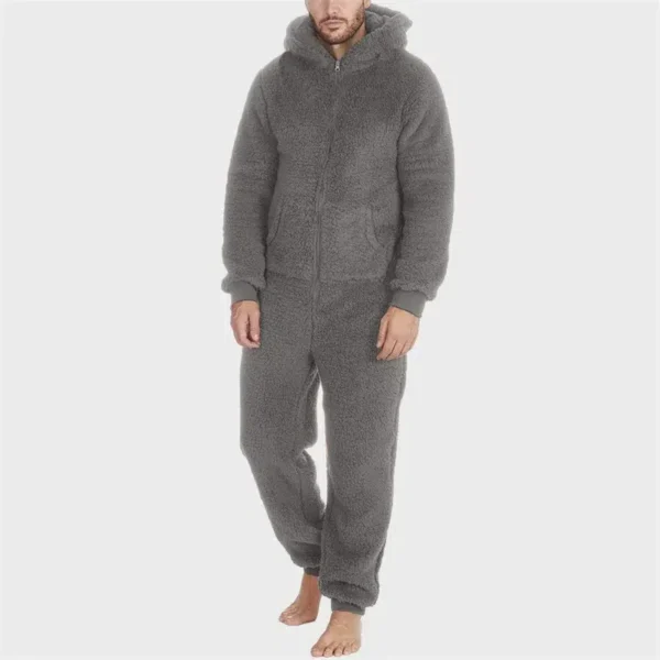 Combinaison pyjama zippée homme douillette avec capuche : Arnaud