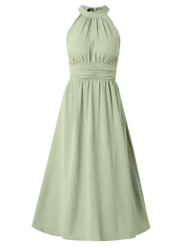 Robe mi longue vert sauge élégante : Émeraude – Image 3