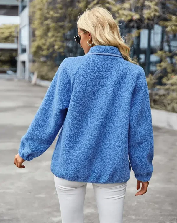 Pull moumoute bleu avec col et boutons : Étoile – Image 2