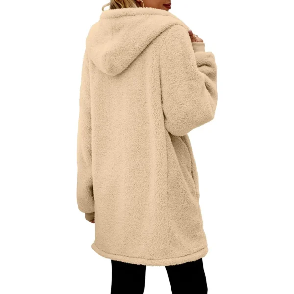 Manteau moumoute beige avec capuche : Élodie – Image 3