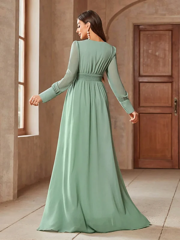 Robe vert sauge manche longue élégante : Sienna – Image 2