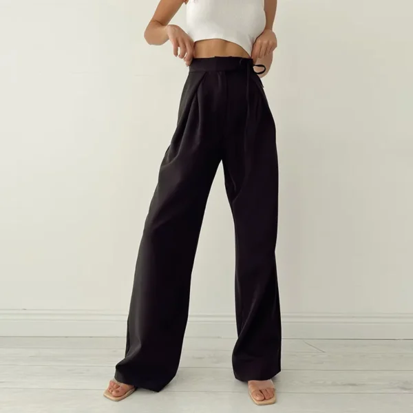 Pantalon palazzo taille haute en lin : Elodie – Image 4