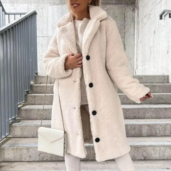 Manteau moumoute blanc chic et élégant : Élodie – Image 2