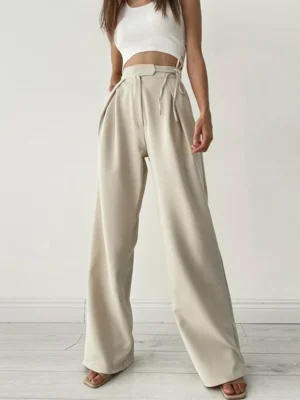 Pantalon palazzo taille haute en lin : Elodie