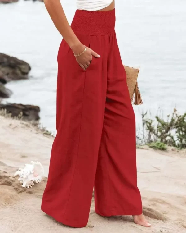 Pantalon palazzo rouge élégant et confortable : Amélia – Image 3