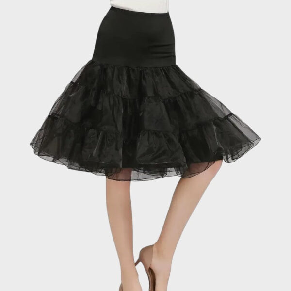 Jupon tulle noir volumineux mi-mollet pour occasions spéciales – Image 4