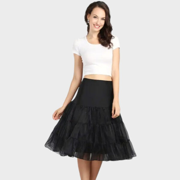 Jupon tulle noir volumineux mi-mollet pour occasions spéciales – Image 3