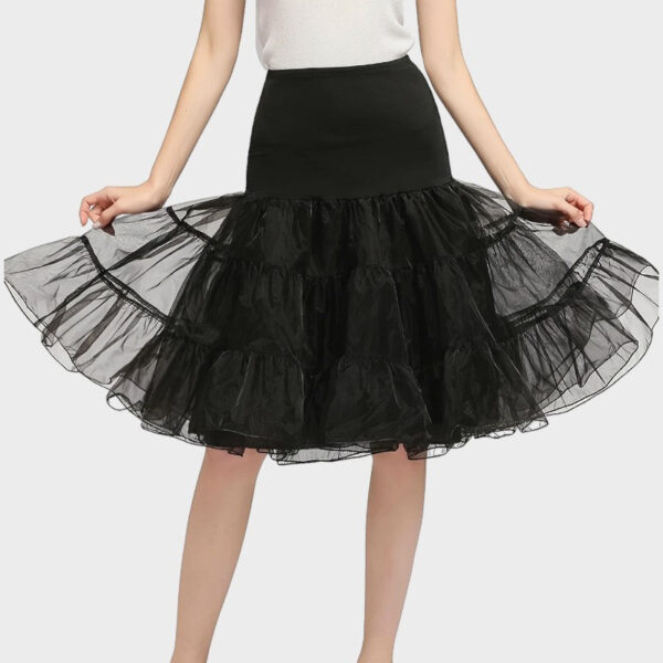 Jupon tulle noir volumineux mi-mollet pour occasions spéciales – Image 2