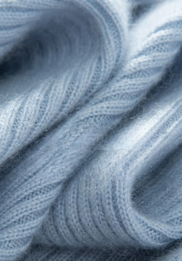 Robe bleu clair en tricot à manches longues pour l'hiver – Image 5