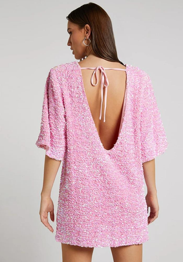 Robe courte droite à paillette élégante et tendance pour soirées chic – Image 7